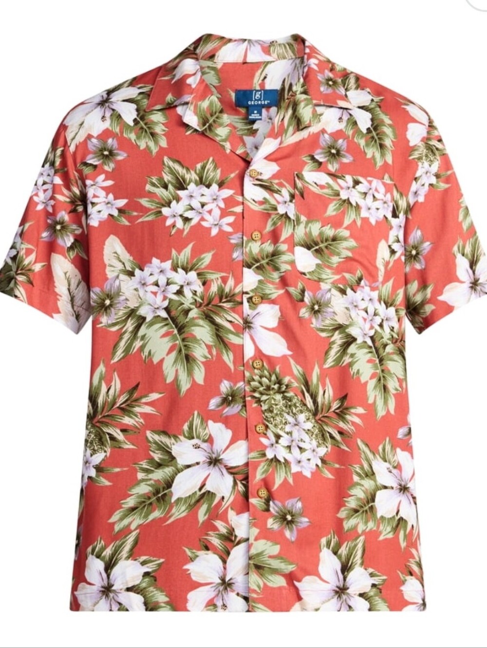George Men's Relaxed Fit Printed Camp Shirt with Short Sleeves,